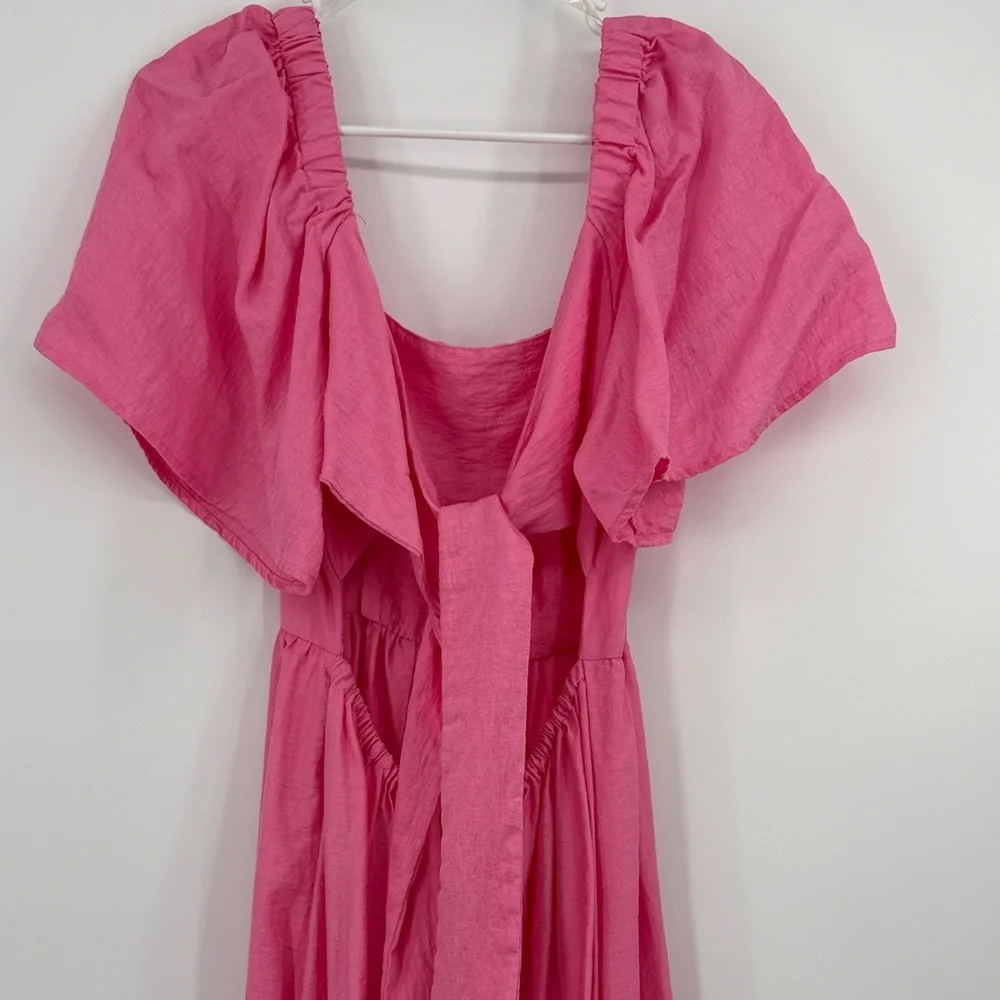 a new day Target Pink Puff-Sleeve Maxi Dress tie back size small - Picture 4 of 5